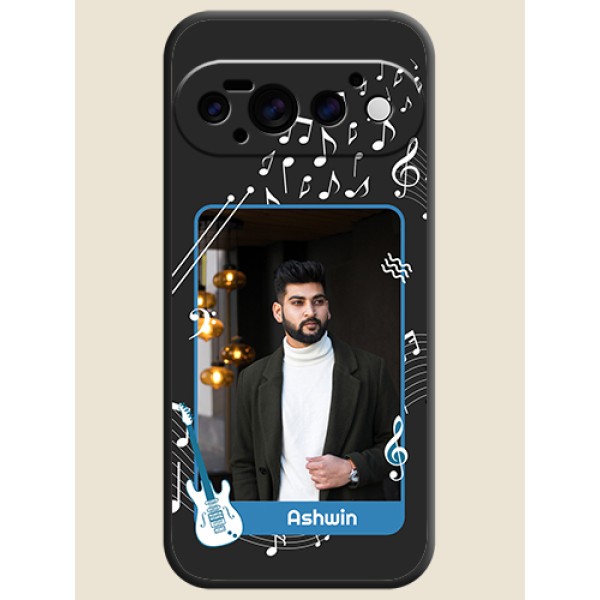 Musical Theme Design with Text on Photo On Space Black Custom Soft Matte Mobile Back Cover - Google Pixel 11 Pro 5G