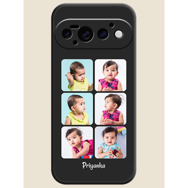 Floral Art with 6 Image Holder on Photo On Space Black Custom Soft Matte Mobile Back Cover - Google Pixel 11 Pro 5G