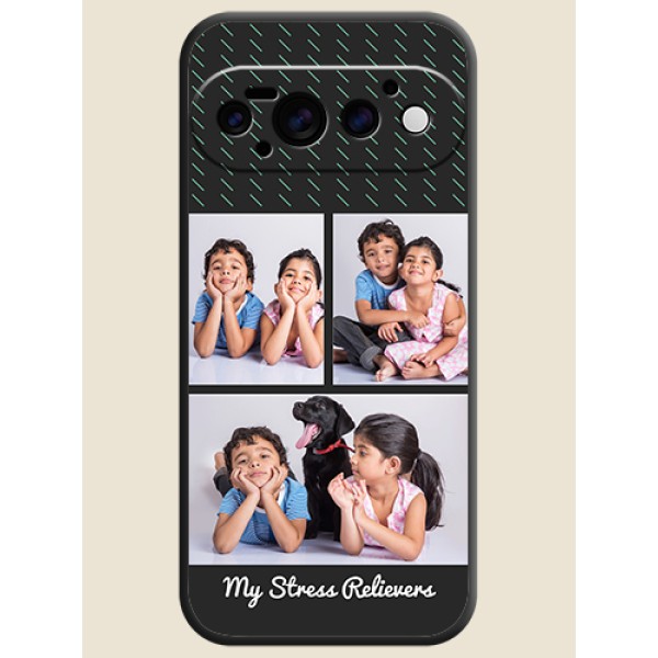 Cross Dotted Pattern with 2 Image Holder On Space Black Custom Soft Matte Mobile Back Cover - Google Pixel 11 Pro 5G