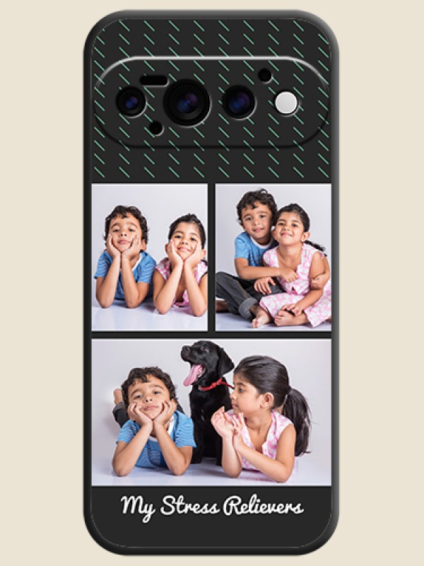 Cross Dotted Pattern with 2 Image Holder On Space Black Custom Soft Matte Mobile Back Cover - Google Pixel 11 Pro 5G