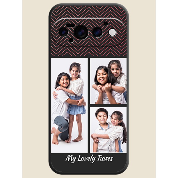 Wave Pattern with 3 Image Holder On Space Black Custom Soft Matte Mobile Back Cover - Google Pixel 11 Pro 5G