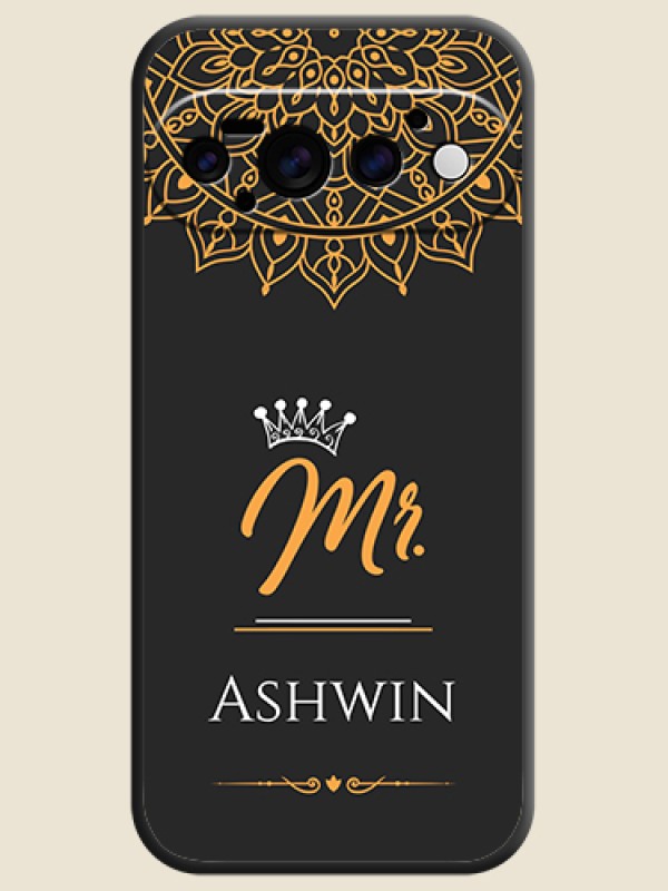 Mr Name with Floral Design On Space Black Custom Soft Matte Mobile Back Cover - Google Pixel 11 Pro 5G