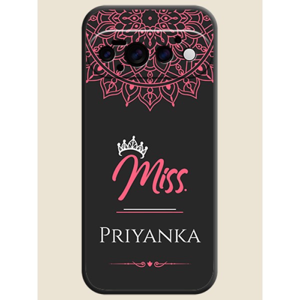 Mrs Name with Floral Design On Space Black Custom Soft Matte Mobile Back Cover - Google Pixel 11 Pro 5G