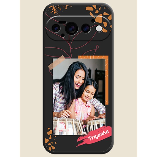Orange Photo Frame On Space Black Custom Soft Matte Mobile Back Cover - Google Pixel 11 Pro 5G