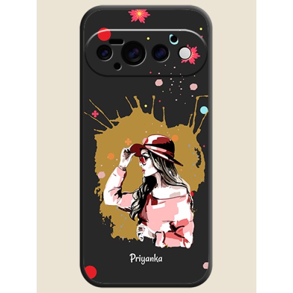 Mordern Lady With Color Splash Background With Custom Text On Space Black Custom Soft Matte Mobile Back Cover - Google Pixel 11 Pro 5G