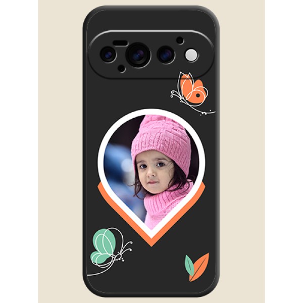 Upload Pic With Simple Butterly Design On Space Black Custom Soft Matte Mobile Back Cover - Google Pixel 11 Pro 5G