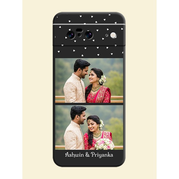 Miniature Love Symbols with Name On Space Black Custom Soft Matte Mobile Back Cover - Pixel 8 5G
