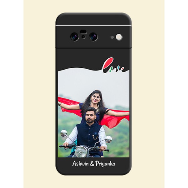 Fall in Love Pattern with Picture on Photo On Space Black Custom Soft Matte Mobile Back Cover - Pixel 8 5G