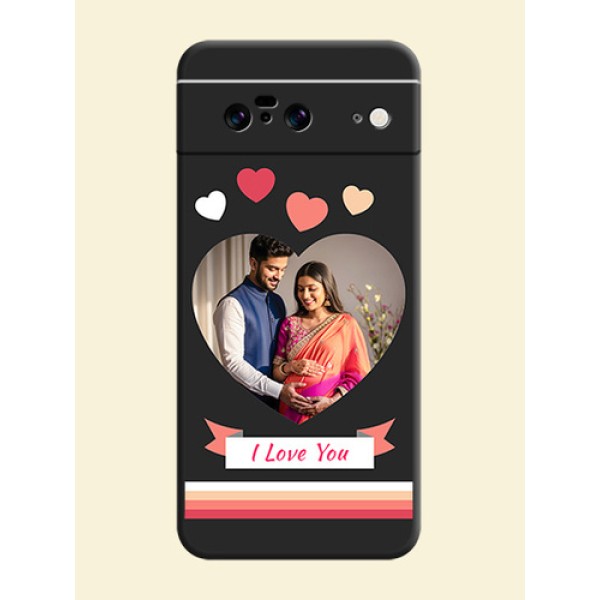 Love Shaped Photo with Colorful Stripes On Space Black Custom Soft Matte Mobile Back Cover - Pixel 8 5G