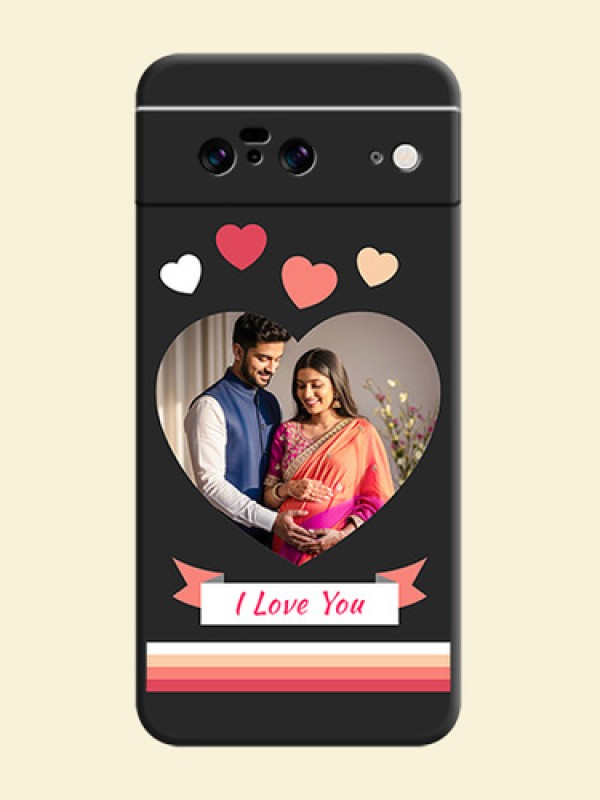 Love Shaped Photo with Colorful Stripes On Space Black Custom Soft Matte Mobile Back Cover - Pixel 8 5G