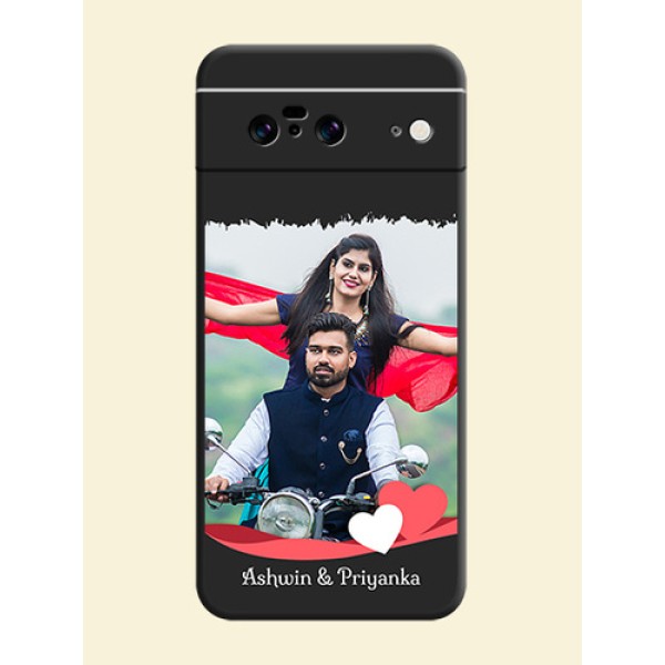 Pin Color Love Shaped Ribbon Design with Text On Space Black Custom Soft Matte Mobile Back Cover - Pixel 8 5G