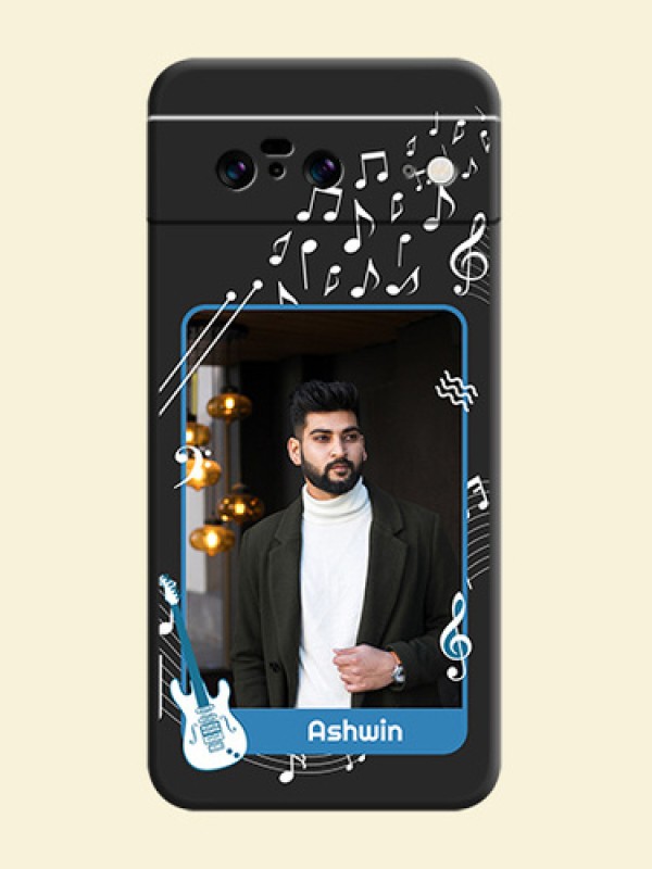 Musical Theme Design with Text on Photo On Space Black Custom Soft Matte Mobile Back Cover - Pixel 8 5G