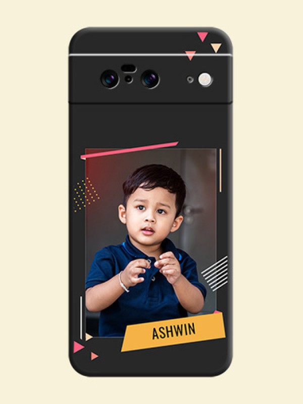 Photo Frame with Triangle Small Dots on Photo On Space Black Custom Soft Matte Mobile Back Cover - Pixel 8 5G