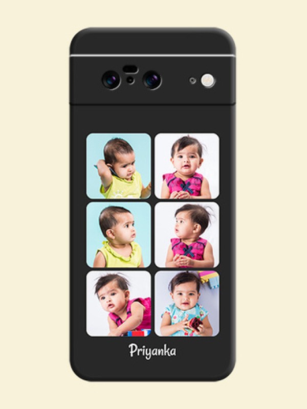 Floral Art with 6 Image Holder on Photo On Space Black Custom Soft Matte Mobile Back Cover - Pixel 8 5G