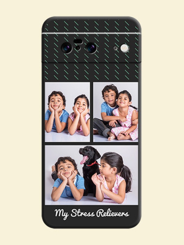 Cross Dotted Pattern with 2 Image Holder On Space Black Custom Soft Matte Mobile Back Cover - Pixel 8 5G