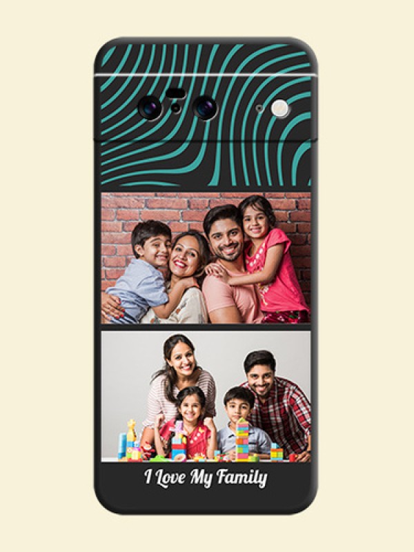 Wave Pattern with 2 Image Holder On Space Black Custom Soft Matte Mobile Back Cover - Pixel 8 5G
