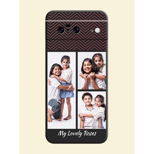 Wave Pattern with 3 Image Holder On Space Black Custom Soft Matte Mobile Back Cover - Pixel 8 5G