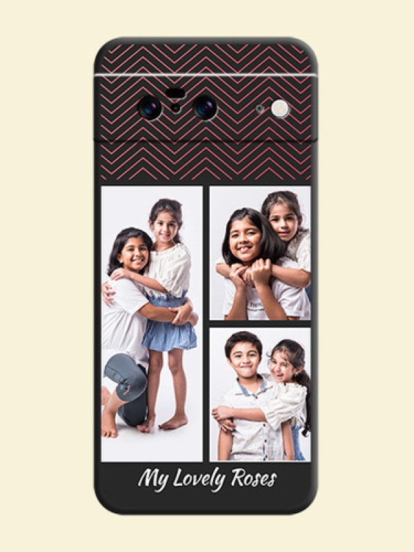 Wave Pattern with 3 Image Holder On Space Black Custom Soft Matte Mobile Back Cover - Pixel 8 5G