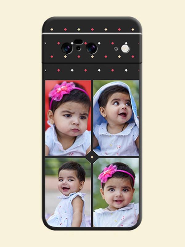Multicolor Dotted Pattern with 4 Image Holder On Space Black Custom Soft Matte Mobile Back Cover - Pixel 8 5G