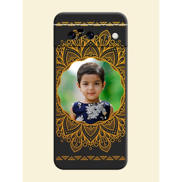 Round Image with Floral Design On Space Black Custom Soft Matte Mobile Back Cover - Pixel 8 5G