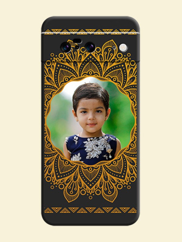 Round Image with Floral Design On Space Black Custom Soft Matte Mobile Back Cover - Pixel 8 5G