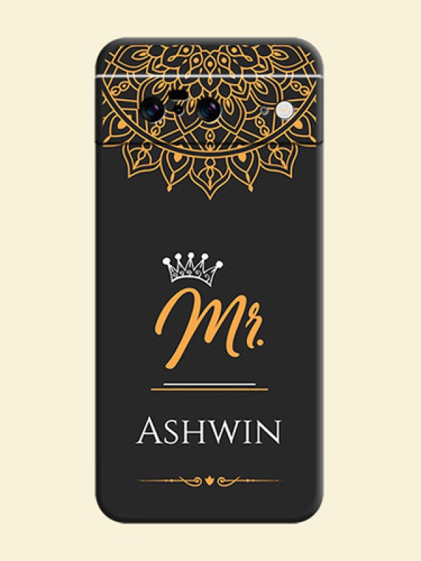 Mr Name with Floral Design On Space Black Custom Soft Matte Mobile Back Cover - Pixel 8 5G