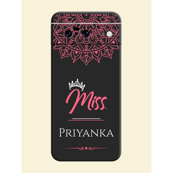 Mrs Name with Floral Design On Space Black Custom Soft Matte Mobile Back Cover - Pixel 8 5G