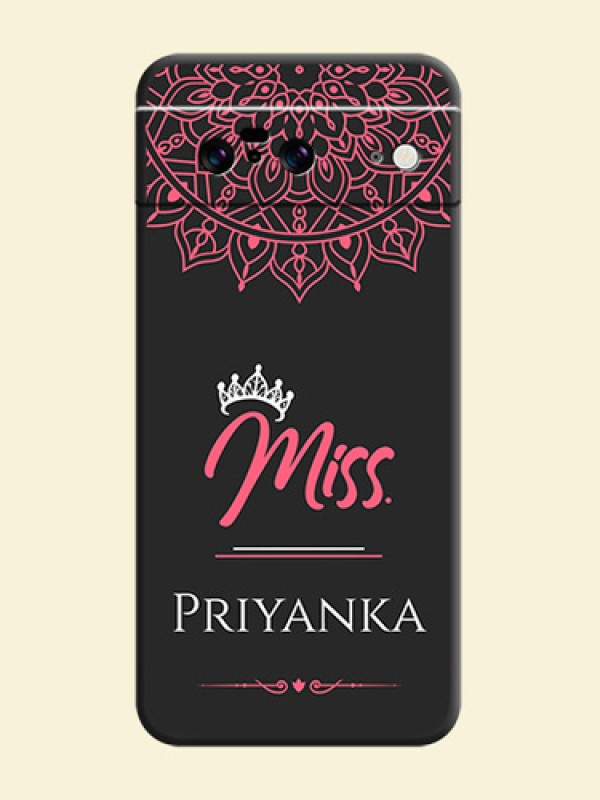 Mrs Name with Floral Design On Space Black Custom Soft Matte Mobile Back Cover - Pixel 8 5G