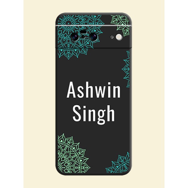 Your Name with Floral Design On Space Black Custom Soft Matte Mobile Back Cover - Pixel 8 5G