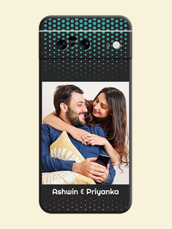 Faded Dots with Grunge Photo Frame and Text On Space Black Custom Soft Matte Mobile Back Cover - Pixel 8 5G
