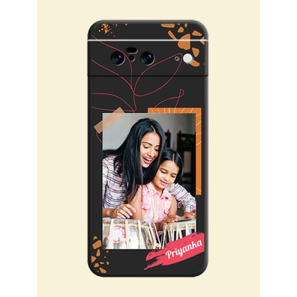 Orange Photo Frame On Space Black Custom Soft Matte Mobile Back Cover - Pixel 8 5G