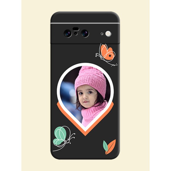 Upload Pic With Simple Butterly Design On Space Black Custom Soft Matte Mobile Back Cover - Pixel 8 5G