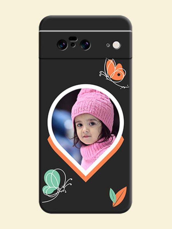 Upload Pic With Simple Butterly Design On Space Black Custom Soft Matte Mobile Back Cover - Pixel 8 5G