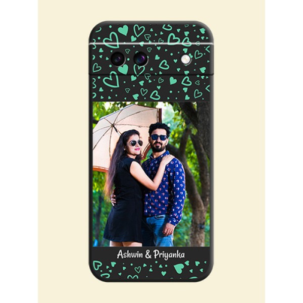 Sea Green Indefinite Love Pattern on Photo On Space Black Custom Soft Matte Mobile Back Cover - Google Pixel 8A 5G