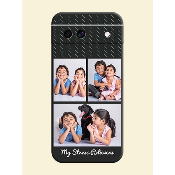 Cross Dotted Pattern with 2 Image Holder On Space Black Custom Soft Matte Mobile Back Cover - Google Pixel 8A 5G