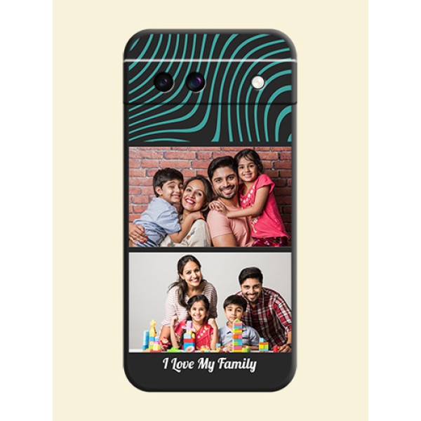 Wave Pattern with 2 Image Holder On Space Black Custom Soft Matte Mobile Back Cover - Google Pixel 8A 5G