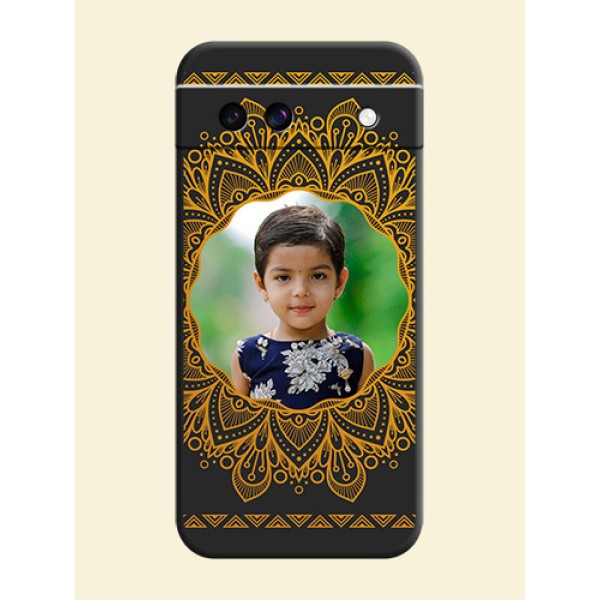 Round Image with Floral Design On Space Black Custom Soft Matte Mobile Back Cover - Google Pixel 8A 5G