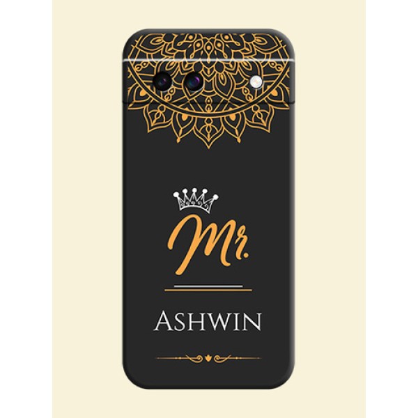 Mr Name with Floral Design On Space Black Custom Soft Matte Mobile Back Cover - Google Pixel 8A 5G