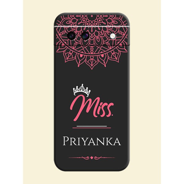 Mrs Name with Floral Design On Space Black Custom Soft Matte Mobile Back Cover - Google Pixel 8A 5G