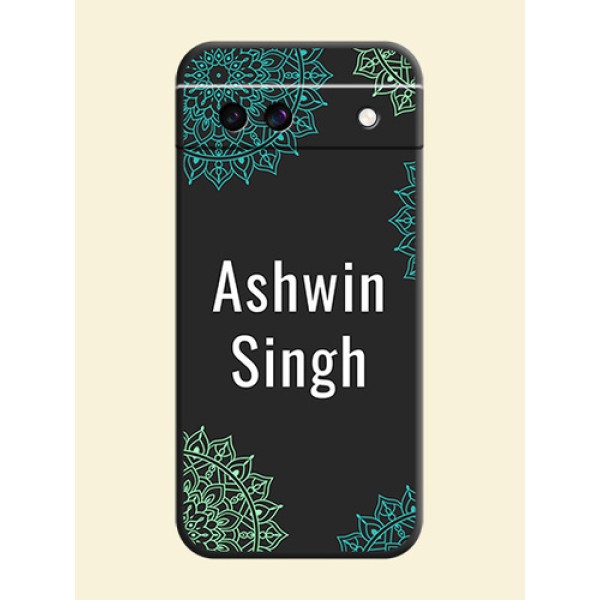 Your Name with Floral Design On Space Black Custom Soft Matte Mobile Back Cover - Google Pixel 8A 5G