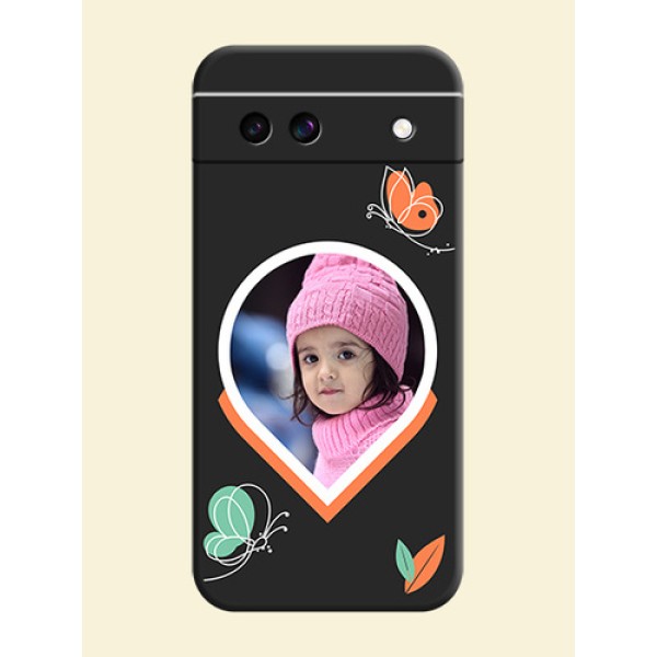 Upload Pic With Simple Butterly Design On Space Black Custom Soft Matte Mobile Back Cover - Google Pixel 8A 5G