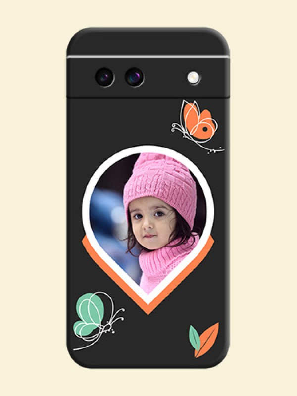 Upload Pic With Simple Butterly Design On Space Black Custom Soft Matte Mobile Back Cover - Google Pixel 8A 5G