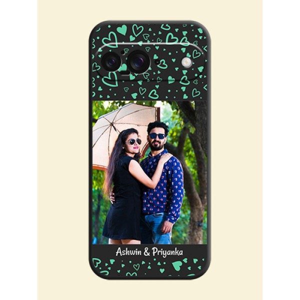 Sea Green Indefinite Love Pattern on Photo On Space Black Custom Soft Matte Mobile Back Cover - Google Pixel 9 5G