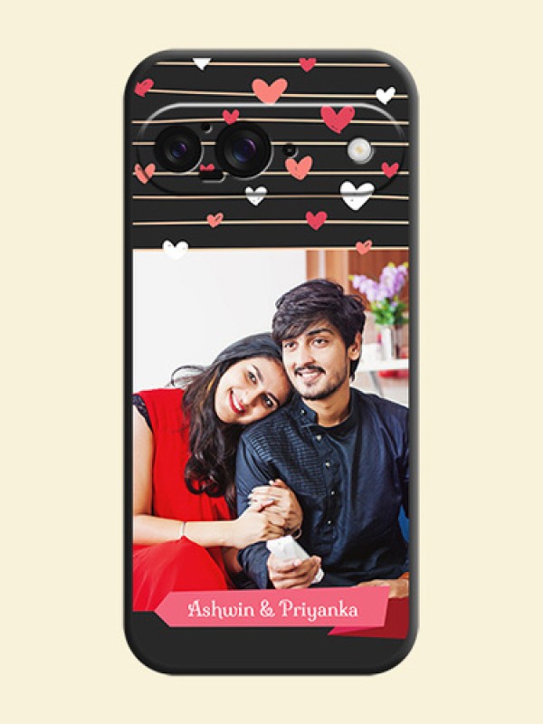 Love Pattern with Name on Pink Ribbon on Photo On Space Black Custom Soft Matte Mobile Back Cover - Google Pixel 9 5G
