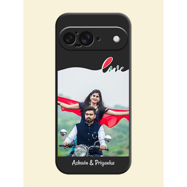 Fall in Love Pattern with Picture on Photo On Space Black Custom Soft Matte Mobile Back Cover - Google Pixel 9 5G