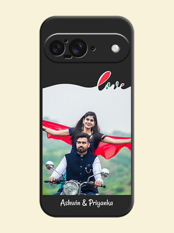 Fall in Love Pattern with Picture on Photo On Space Black Custom Soft Matte Mobile Back Cover - Google Pixel 9 5G