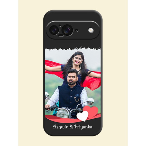 Pin Color Love Shaped Ribbon Design with Text On Space Black Custom Soft Matte Mobile Back Cover - Google Pixel 9 5G