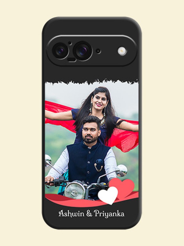 Pin Color Love Shaped Ribbon Design with Text On Space Black Custom Soft Matte Mobile Back Cover - Google Pixel 9 5G