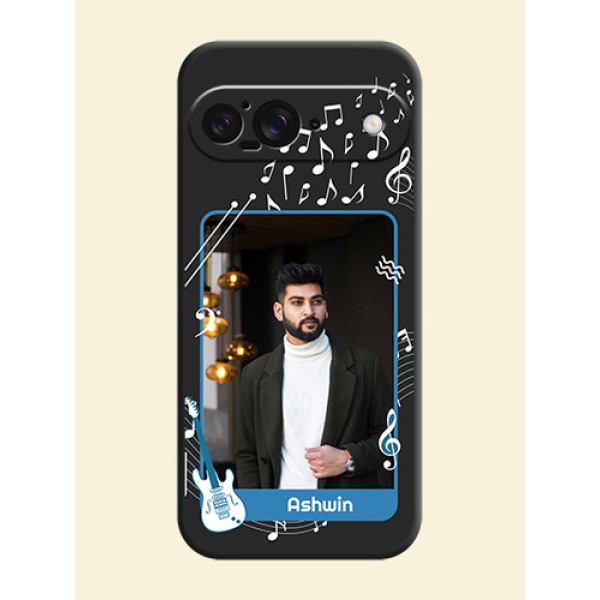 Musical Theme Design with Text on Photo On Space Black Custom Soft Matte Mobile Back Cover - Google Pixel 9 5G