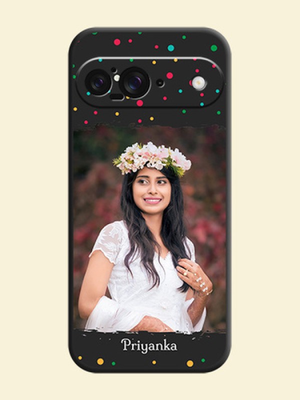 Multicolor Dotted Pattern with Text On Space Black Custom Soft Matte Mobile Back Cover - Google Pixel 9 5G